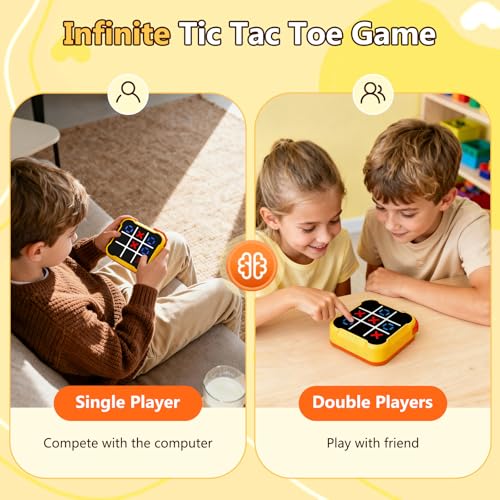 Tic Tac Toe Game, 3-in-1 Game Machine, Handheld Electronic Puzzle Games, Portable Travel Game for Trip, Office Break, Queue Time, Birthday Gift for Kids Adult - color: Yellow
