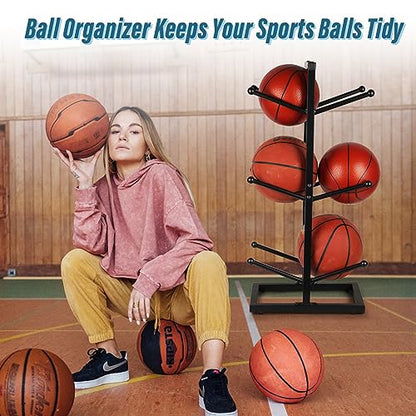 Basketball Organizers Metal Ball Storage Rack Sports Storage for Indoor Outdoor - style: 3-Layer