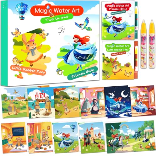 Mess Free Coloring Books for Toddlers, Reusable Water Toys for 3 4 5 6 Year Old Girl Boy, Road Trip Paint Activities, Travel Drawing Toys for Toddlers 3-5, Arts Crafts for Kids Ages 3-5 Birthday Gift - style: Reusable Water Coloring Books for Toddlers
