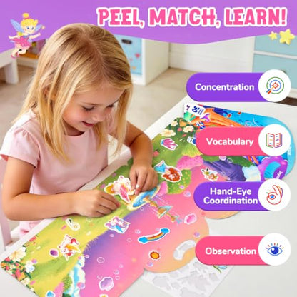 JoyCat Reusable Sticker Book Set (3-Pack): Unicorn, Fairies, Mermaid - 90 Pcs Stickers for Toddlers, Kids Sticker Activity Book, Road Trip Travel Toys, Party Favors, Birthday Gifts for Baby Girls - style: 3-Pack: Unicorn, Fairies, Mermaid