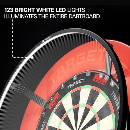 Target Darts Corona Vision Dartboard Lighting System, Black Frame | White LED Dart Board Surround Ring Light with Magnetic Feet | Shadow Eliminating Dartboard Light | Professional Darts Accessories