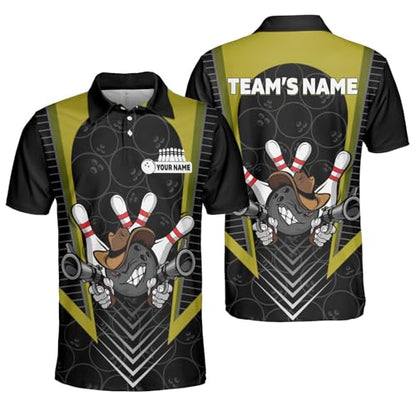 GABITA Personalized Bowling Jerseys for Men, Custom Bowling Shirts, Funny Bowling Shirts Gift for Bowler Team Player - color: A12