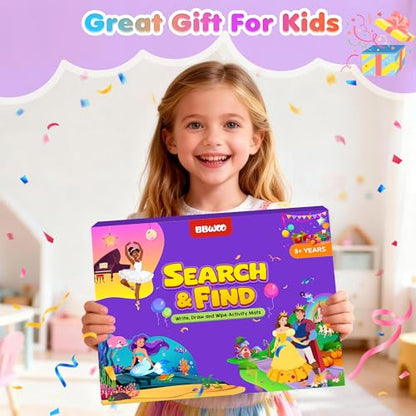 Search and Find Activity Books for Kids Ages 3-5, 2 In 1 Princess Preschool Educational Seek Game Coloring Books, Travel Games Toys for Car Airplane, Road Trip Activities for Kids, Birthday Gifts - style: Princess, Girl