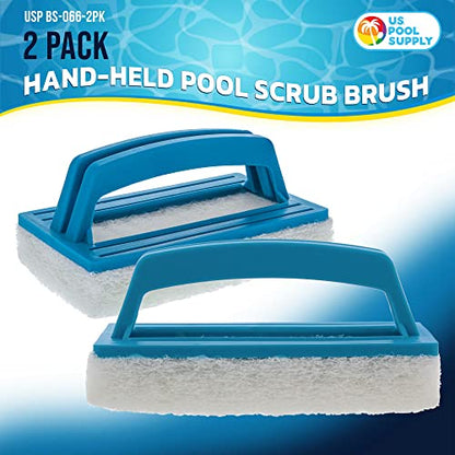U.S. Pool Supply Hand-Held Pool Scrub Brush, 2 Pack - Scrubbing Scouring Sponge Pad - Clean Pool Tile & Grout, Walls, Vinyl Liners, Spas - Surface Cleaning Scrubber, Kitchen, Bathroom Tub, Shower Tile - size: 3x6