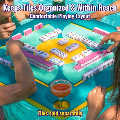 Floating Mahjong Table for Pool - Swimming Pool and Hot Tub Float Board for Card Games, Scrabble, Dominoes, Poker - Adults Pools Game Tray for Water and Lake - Domino Floater Tables - color: Green