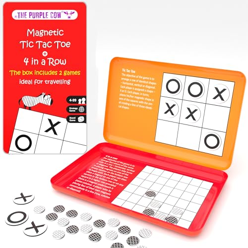 Magnetic Travel Tic Tac Toe - Includes 4 in a Row Game Too - Car Games , Airplane Games and Quiet Games - color: Tic Talc Toe