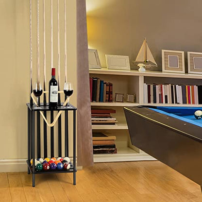 smusei Pool Stick Holder Pool Cue Holder Pool Cue Stick Rack Floor Stand Billiard Stick Holder Pool Table Accessories for Billiard Room Game Room Club Holds 6 Cues, Black