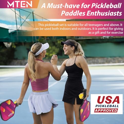 Pickleball Paddles Set of 2 or 4, or Single Paddle – USAPA Approved Fiberglass Surface Pickleball Rackets Set for Men & Women - color: RED*4