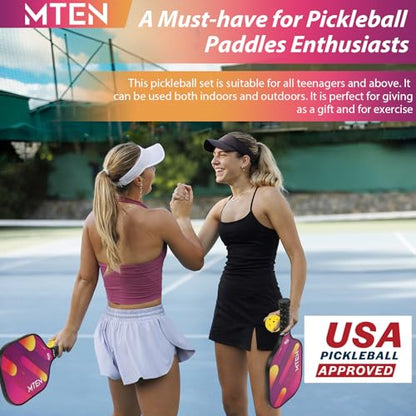 Pickleball Paddles Set of 2 or 4, or Single Paddle – USAPA Approved Fiberglass Surface Pickleball Rackets Set for Men & Women - color: RED*4