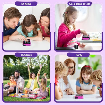 Tic Tac Toe, 4 in 1 Handheld Educational Game Machine, Electronic Tic Tac Toe Game for Education and Memory Growth, Home, Toy Board Game for Kids and Adults (Purple) - color: Purple