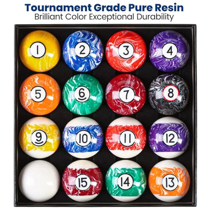 Pool Balls Billiard Set – 2-1/4" Regulation Size, 6 oz Professional Weight, AAA Grade Pure Resin, Pool Table Balls for Tournament, Bar, Game Room & Gifts - style: White Marble Swirl