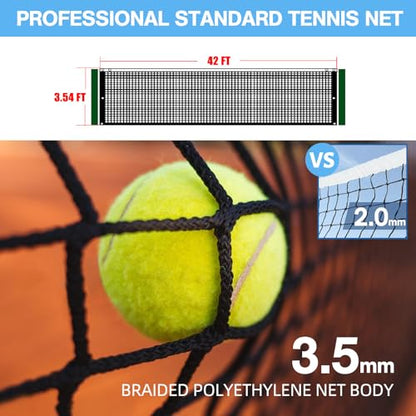 Tennis Net Outdoor Heavy Duty Professional Tennis Court Net Replacement Portable Tennis Net Nylon for Standard Tennis Courts [Includes 2 Fiberglass Dowels] - style: black&white