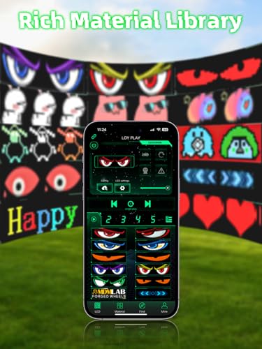 24 "* 5" Golf Cart Devil Eyes Light Sign,LED Sign for Store, Programmable Flexible LED Matrix Panel with APP and Remote Control,Pre-Made Animations & Customizable - size: 24"*5"