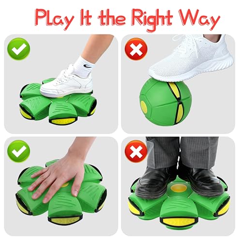 Magic Metaball, Magic Bouncing Ball, 2PCS Magic Flying Saucer Interactive Pop-Up Transform Toy, Family Interaction Blue and Green Bouncy Ball, Delay Frisbee Flying Disc Toy with 6 Light - color: Green & Blue