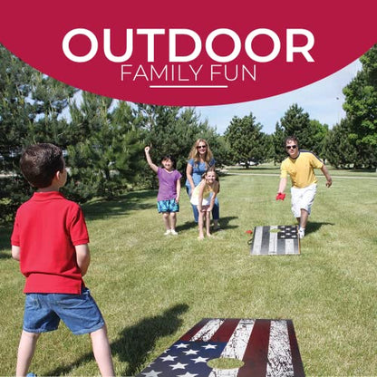 Foldable Cornhole Game Set - 4' x 2' Outdoor Game for Lawn, Backyard, Beach and Tailgating - Set Includes 8 Bean Bags, Travel Case & Game Rules - Great for Family Games