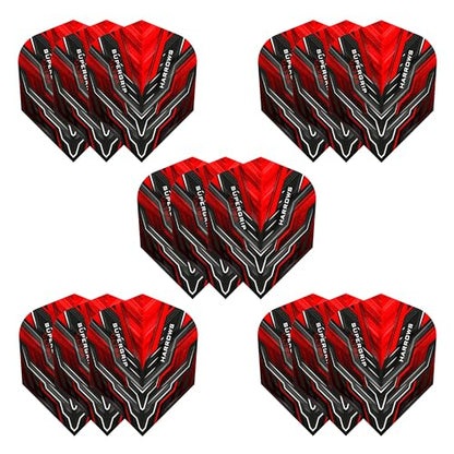 Harrows SUPERGRIP Ultra Flights| Set of x5 Premium Extra Strong Dart Flight Bag (15 Flights) (Red) - color: Red