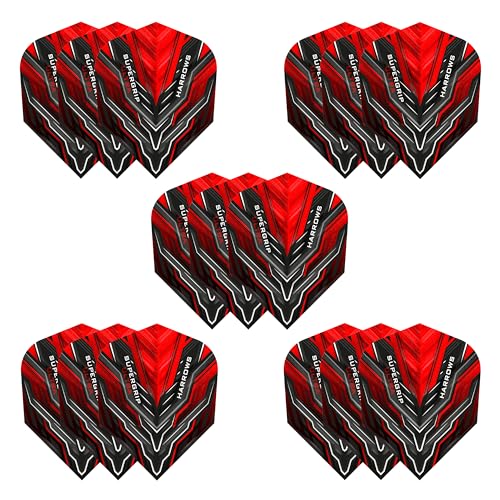 Harrows SUPERGRIP Ultra Flights| Set of x5 Premium Extra Strong Dart Flight Bag (15 Flights) (Red) - color: Red