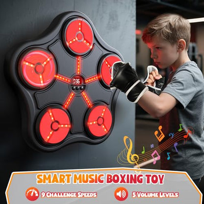 Cool Boxing Machine Toys for Kids Aged 5-12, Wall-Mounted Smart Bluetooth Punching Bag, Boxing Training Equipment with Boxing Glove, Birthday Gifts for 5 6 7 8 9 10 11 12 Year Old Boys