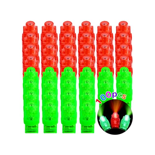 100pcs Christmas Party Favors, Green and Red Finger Lights, Glow in the Dark Party Supplies for Kids Adults, LED Flashlights Christmas Goodie Bag Stuffers, Carnival Concert Gifts Accessories - style: Red+Green-100