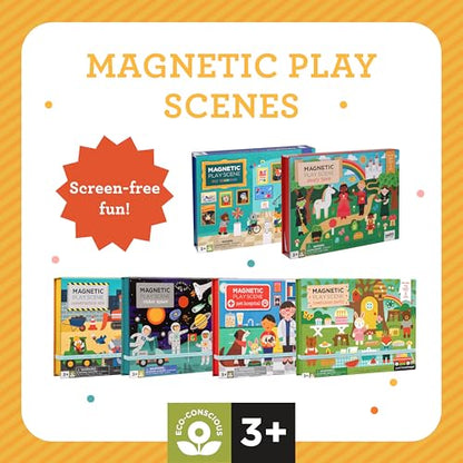 Petit Collage Magnetic Play Scene, Construction Site – Magnetic Game Board with Mix and Match Magnetic Animal Friends, Ideal for Ages 3+ – Includes 2 Scenes and 40 Magnet Pieces - color: Multicolor