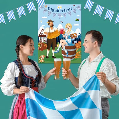 PLULON Oktoberfest Games Pin The Beer on The Hand with Beer Oktoberfest Party Decorations Funny Games Supplies for Bavarian Beer Festival Oktoberfest Party Favors - style: Oktoberfest
