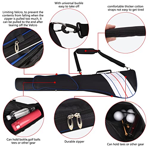 Big Teeth Golf Sunday Bag, Small Golf Bag Lightweight, Par 3 Golf Bag for A Few Clubs Driving Range, Practice with Carry Shoulder Strap Foldable Multi-Colour - color: Black & Stripes