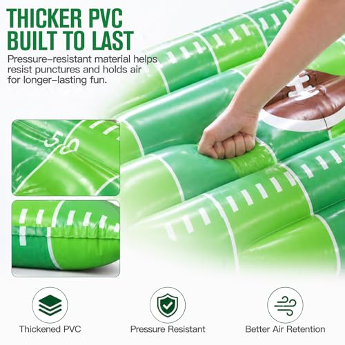 Football Pool Float & Inflatable Beer Pong Table - 6ft Heavy Duty Reversible Pool Floats for Adults, Complete Game Set for Party, Lake & Tailgate, Includes Balls, Cups, Pump, Stakes & Bag - color: Football
