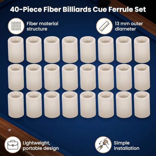 Keenso Billiard Stick Ferrules, 40pcs Pool Cue Ferrule Snooker Pool Repair Parts Billiard Cue Stick Ferrules Billiard Accessories for Billard Replacement Parts - color: 0.8 inch