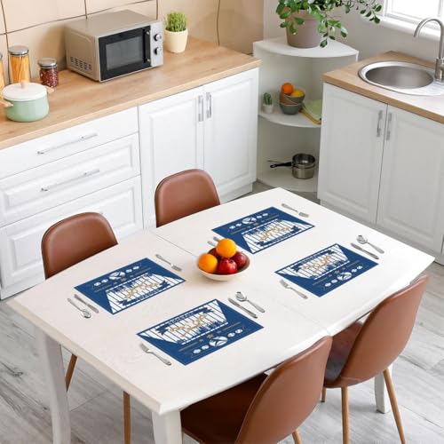 Erosebridal Baseball Place Mats Set of 4 Table Mats Baseball City Placemats, Sports Player Place Mat, Oil Proof Washable - color: Black, Kansas