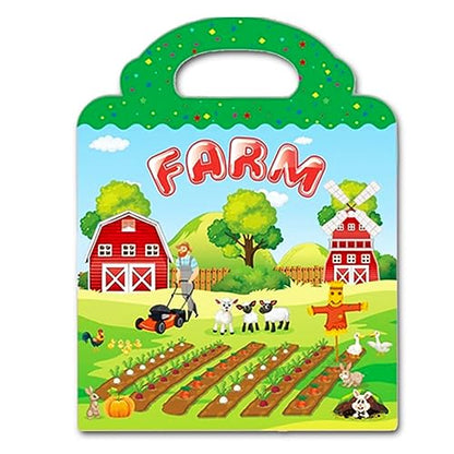 Reusable Sticker Book for Kids, Farm Stickers Educational Learning Toys Travel Stickers Activity Books for Toddler Girls Boys Age 3+ Birthday Gifts - style: Farm