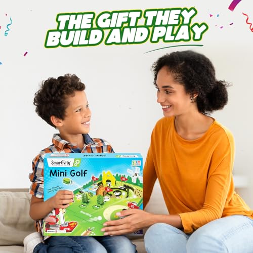 Smartivity DIY Mini Golf STEM Kit for Kids Ages 6-12 | Build Your Own 10-Hole Course with Mechanical Golfer | 3 Levels | Learn Angles, Momentum & Rack and Pinion | Birthday Gift for Boys & Girls - style: Mini Golf