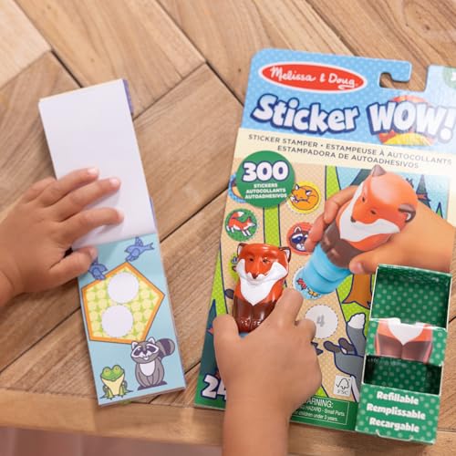 Melissa & Doug Sticker Wow!™ Fox Bundle: 24-Page Activity Book, Refillable Sticker Stamper, Mini Pad, 500 Stickers, Arts and Crafts for Kids Ages 3+ - color: Fox, size: Bundle