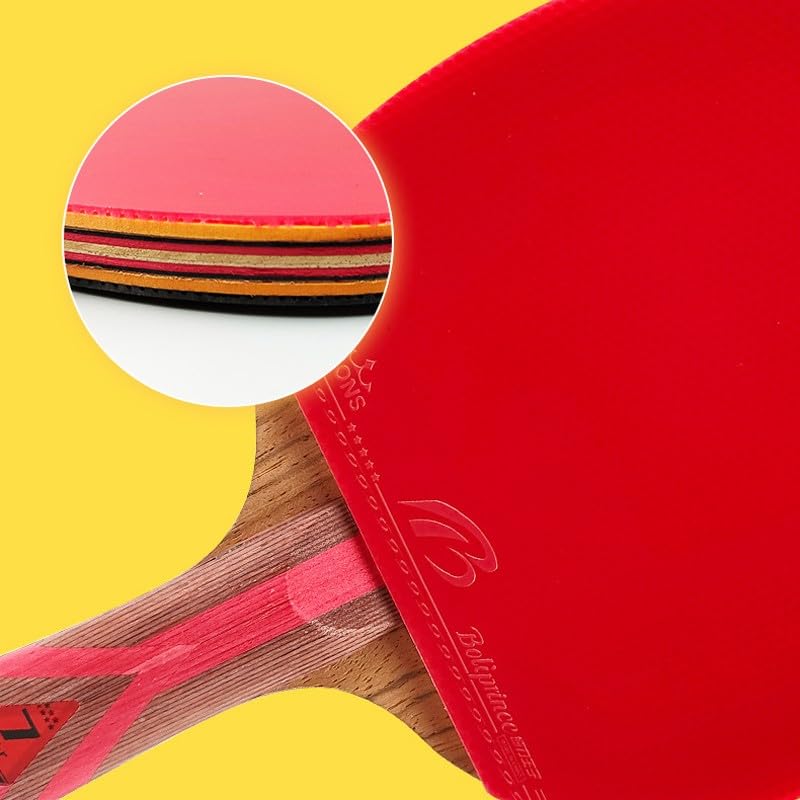Ping Pong Paddles Set of 2, High Performance Professional Table Tennis Paddles, Carbon Fiber Table Tennis Racket Set, 7-Layer Bottom Plate, Competition Rubber - color: C