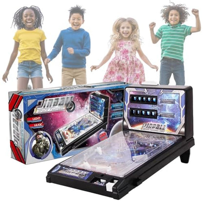 Tabletop Pinball Machine for Kids and Adults Portable Pinball Game Electronic Arcade Desktop Ball Shooting Toy with Scorer Light and Sound