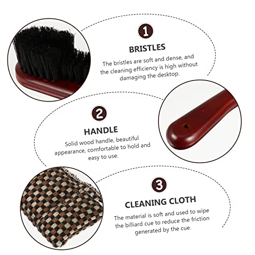 Billiard Table Cleaning Tool Set with Durable Rail Brush and Compact Design for Easy Use Essential Billiard Accessories Wine Red Color