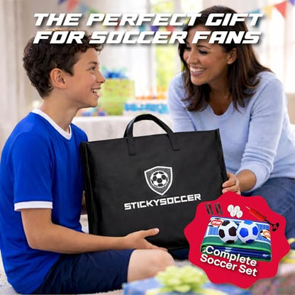 StickySoccer Indoor & Outdoor Soccer Game – Sticky Soccer Ball Target Mat for Kids - 6 Game Modes, 2 Inflatable Balls, Hook & Loop Straps & Carry Case - Boys & Girls Ages 4-12