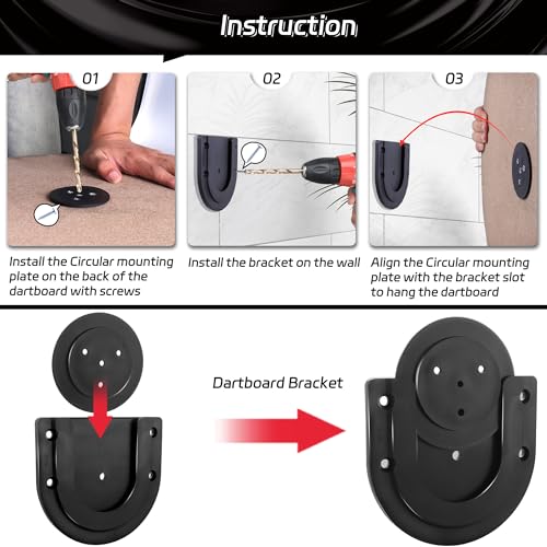 CyeeLife Dartboard Mounting Bracket,Dartboard Bracket Hanging Dartboards Professional,Black - size: O Shaped