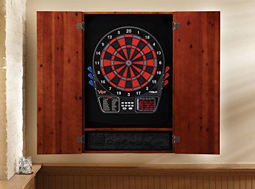 Viper Metropolitan Solid Wood Cabinet & Electronic Dartboard Play-Ready Bundle - color: Cinnamon, style: Deluxe Set