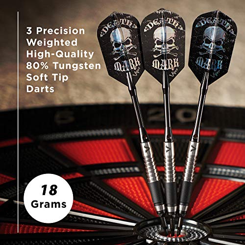 Viper Desperado 80% Tungsten Soft Tip Darts with Storage/Travel Case: Death Mark, 18 Grams - style: Fine Knurling