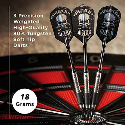 Viper Desperado 80% Tungsten Soft Tip Darts with Storage/Travel Case: Death Mark, 18 Grams - style: Fine Knurling