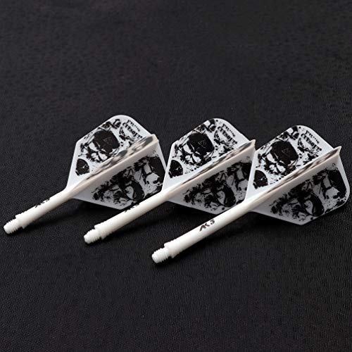 CUESOUL 3 Sets Integrated Dart Shaft and Flights,Dart Shaft Length 21mm/28mm/33mm - color: Shaft Length 21mm+28mm+33mm-Big Wing Shape-Green Skull