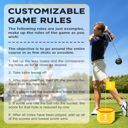 Backyard Golf Set for Kids, Adults and Family, Portable 9 Holes Golf Course with Balls, Flags and Carry Bag for Lawn, Park, Beach and Hotel - Yellow