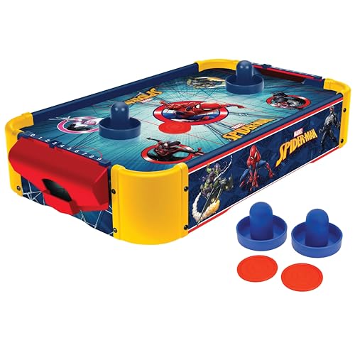 Marvel Spider-Man Air Hockey Table for Kids – Tabletop Air Hockey Game with Pucks, Pushers & Airflow System – Marvel Toys for Kids 4+