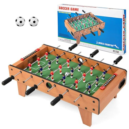 GYMAX Foosball Table, 27" Table Top Foosball with 2 Footballs, Mini Foosball Table for Kids Game Room, Family Night, Wooden