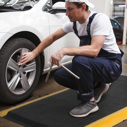 3 x 5 FT Anti Fatigue Mats Industrial 15/16 Inch Thick Soft Sponge Ergonomic Mat Durable Heavy Duty Diamond Plate Work Mat for Standing Non Slip Industrial Grade Floor Mat for Leg & Back Pain - size: 59.9"L x 36.2"W x 0.9"Th