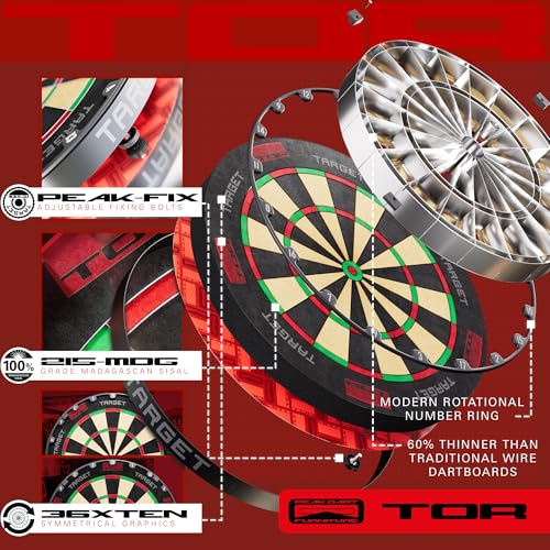 Target Darts TOR Dartboard & Dart Board Bundles | Competition Standard Steel Tip Board with Fixing Kit | Also Available: Special Edition Luke “The Nuke” Littler Board and Surround or Star Wars Galaxy - style: Tor Board