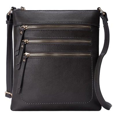 Solene Crossbody Bag Functional Multi Pocket Messenger Purse Top Zip Closure Shoulder Handbag With Adjustable Strap - color: Charcoal Grey