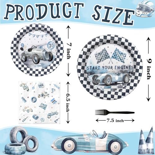 Race Car Birthday Party Favors & Supplies - Racing Car Theme Tableware Set with Plates, Napkins, and Forks - style: Race Car