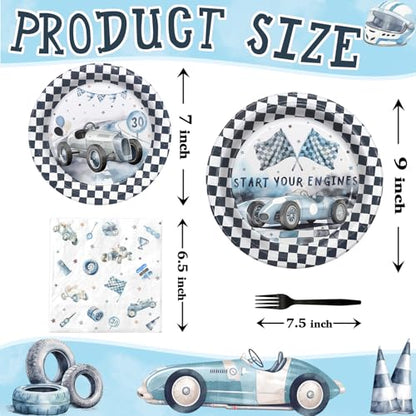 Race Car Birthday Party Favors & Supplies - Racing Car Theme Tableware Set with Plates, Napkins, and Forks - style: Race Car