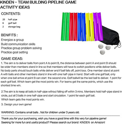 KINDEN Team Building Exercise Activities Pipeline Kit Group Games, Half Pipes Indoor Outdoor Ice Breaker Group Learning Team Work Youth Sports for Kids Teens, Children, Adults Competition Funny Games - size: 2 Packs 10pcs Half Pipes